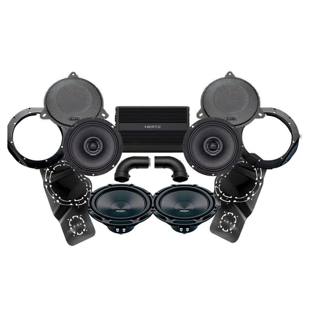 Hertz Stage 2 Plug & Play Amp and Speaker Package with Subwoofer Kit For 2014-2023 Harley Davidson® Street Glide, Electra Glide, and Ultra with Factory or Existing SoundStream Reserve Radios
