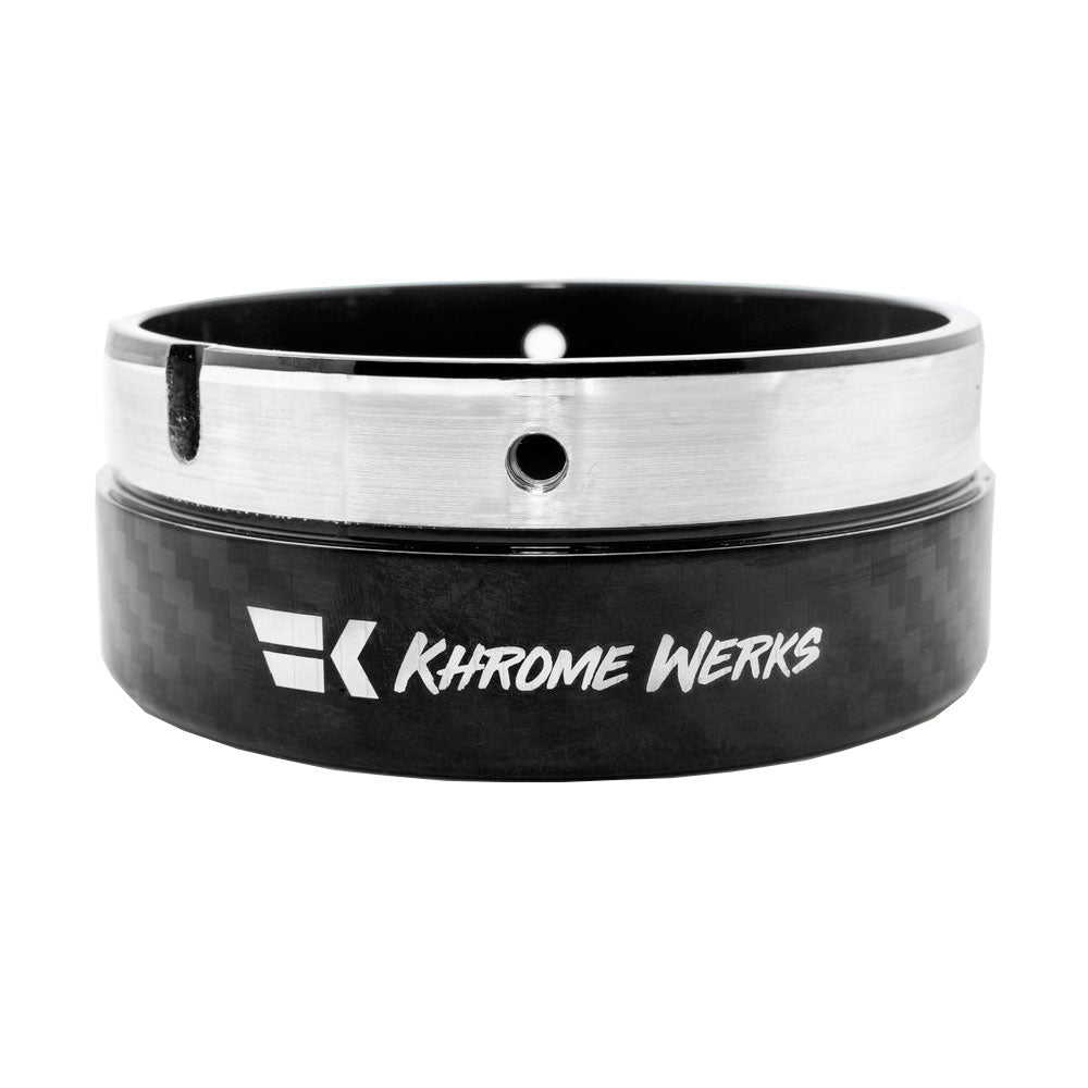 Black and silver carbon fiber Khrome Werks exhaust tip