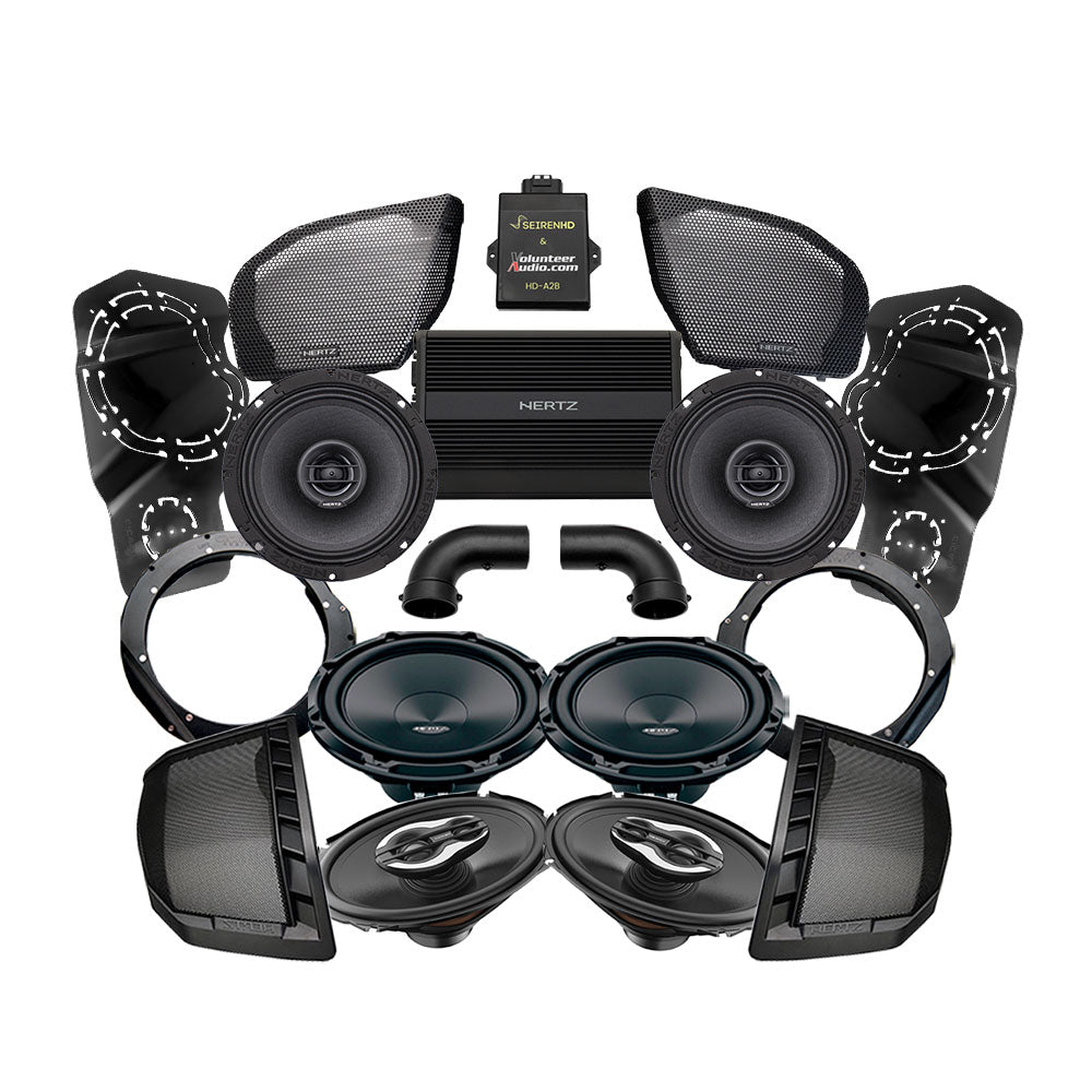 Hertz A2B Stage 4 Ultimate Plug & Play Amp And Speaker Package with Subwoofer Kit For 2024-Up Harley Davidson® Base Model Road Glide Motorcycles with Saddlebag Lids