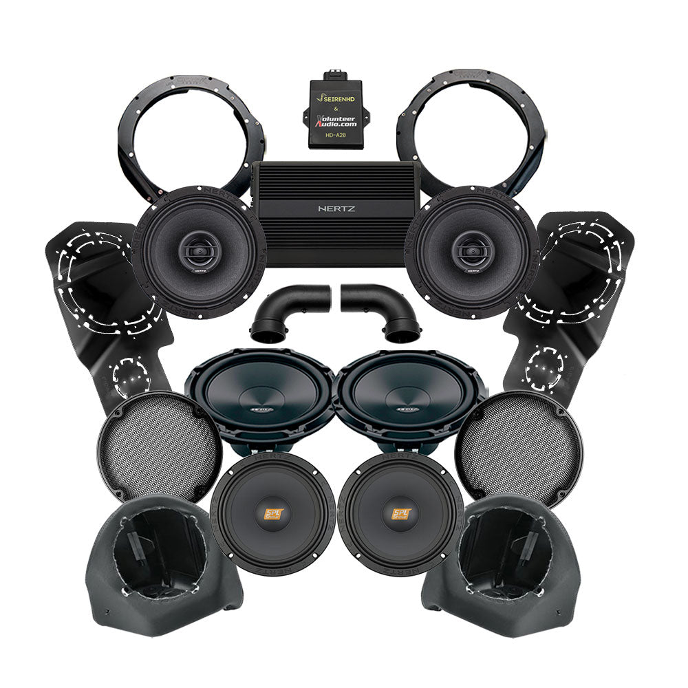 Hertz A2B Stage 4 Ultimate Plug & Play Amp And Speaker Package with Subwoofer Kit For 2025 Harley Davidson® Street Glide Ultra Motorcycles Adds Tour Pak Pods