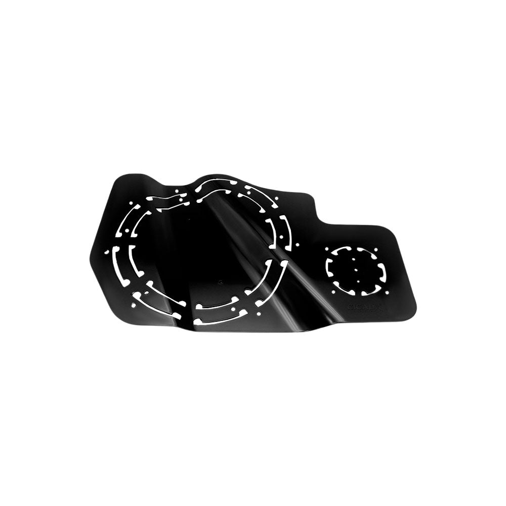 Cicada Audio Saddlebag Cutting Template and 8" or 10" Mid-Bass Mounting Ring and Grille Kits for 2024-Up Harley Davidson® Base Model Motorcycles