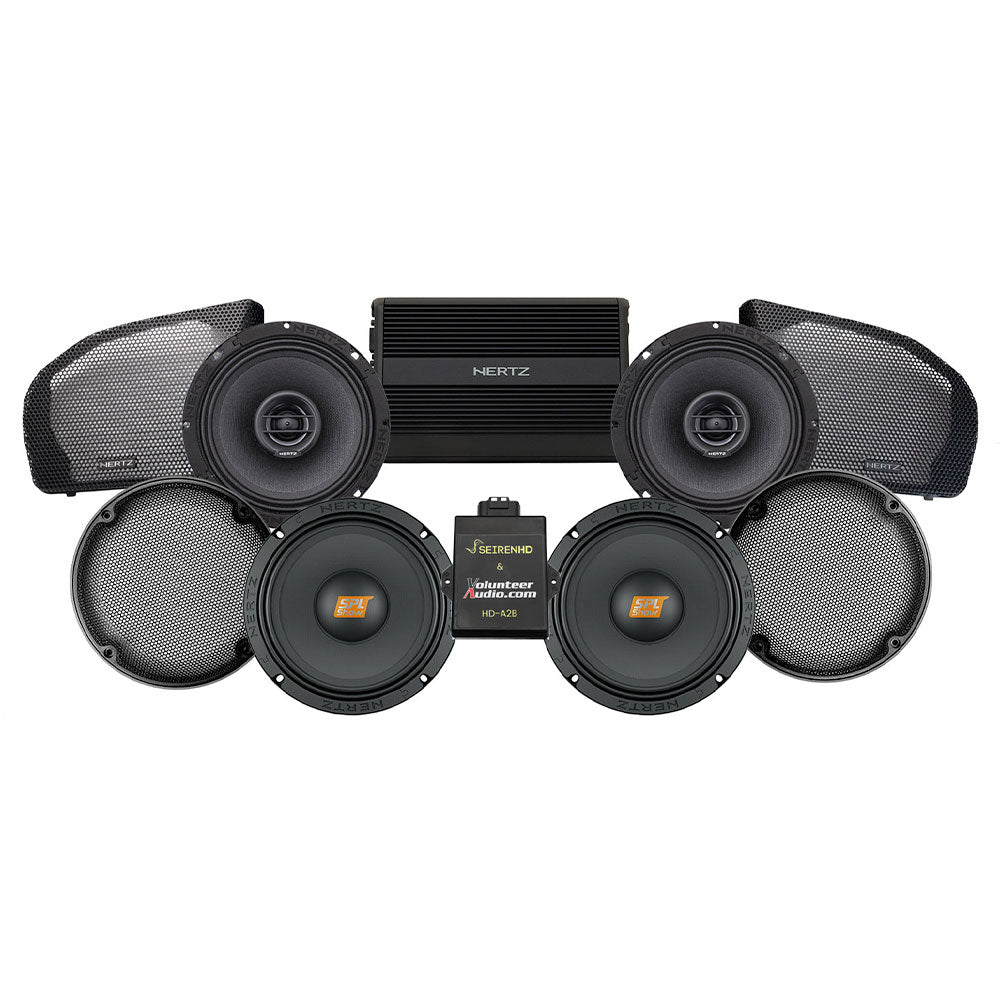 Hertz Premium A2B Stage 4 Plug & Play Amp And Speaker Package For 2024-Up Harley Davidson® Base Model Road Glide Motorcycles with Tour Paks