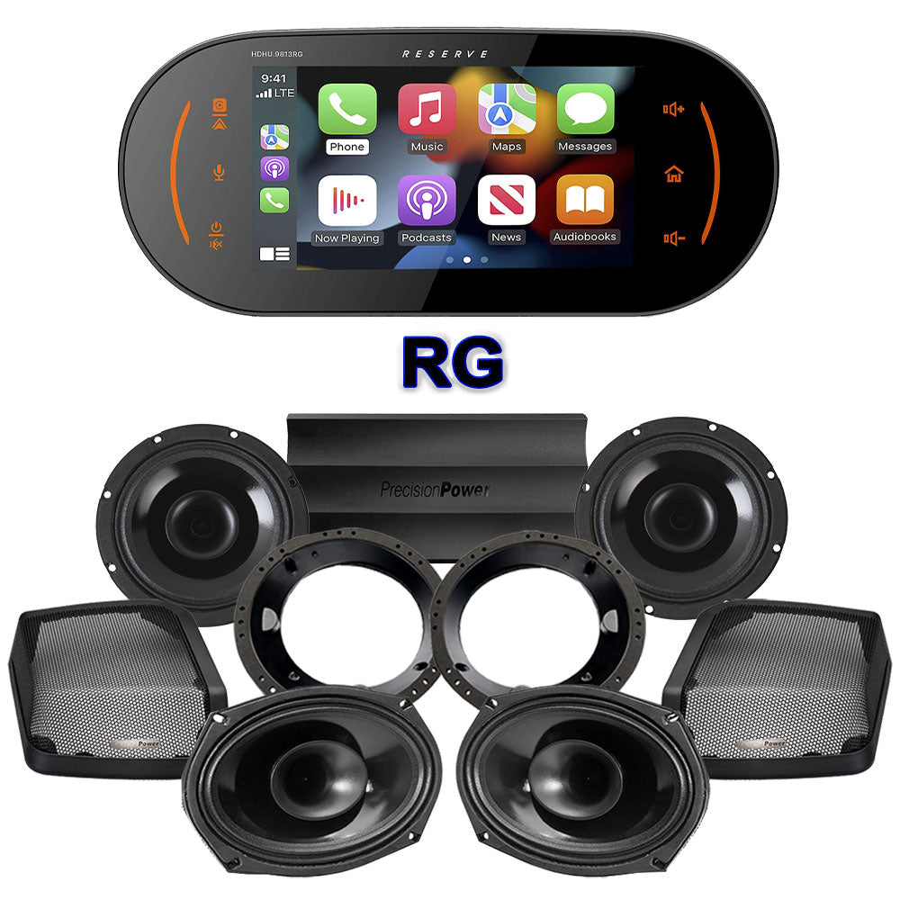 Precision Power HT Stage 4 Plug & Play Amp And Speaker Package With SoundStream Reserve HDHU.9813RG Radio For 1998-2013 Harley Davidson® Road Glide