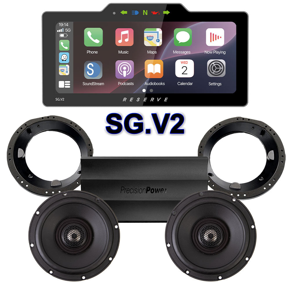 Precision Power Stage 2 Plug & Play Amp And Speaker Package With Soundstream Reserve SG.V2 Radio For 1998-2013 Harley Davidson® Street Glide, Electra Glide, And Ultra
