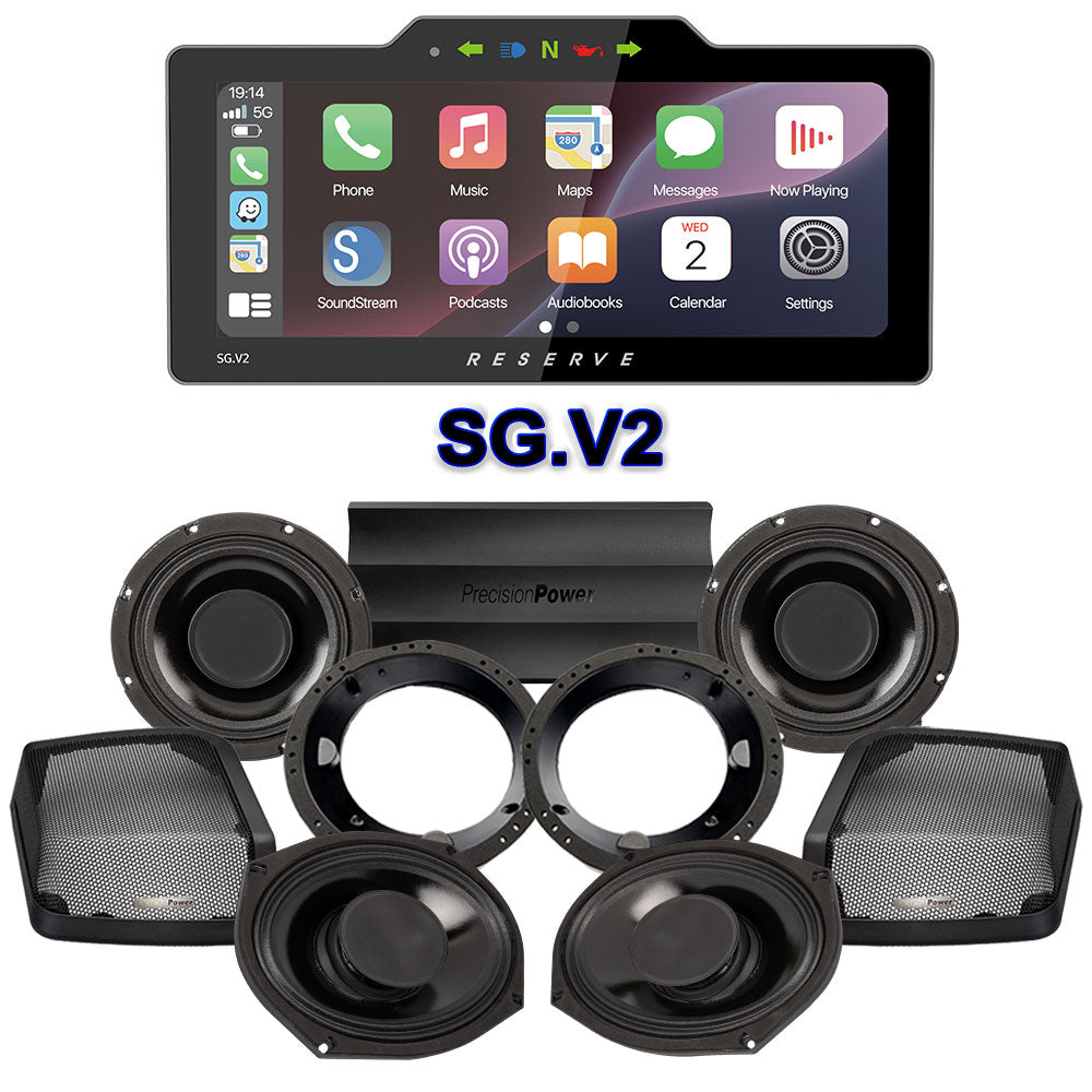 Precision Power HTW Stage 4 Plug & Play Amp And Speaker Package With Soundstream Reserve SG.V2 Radio For 1998-2013 Harley Davidson® Street Glide, Electra Glide, And Ultra