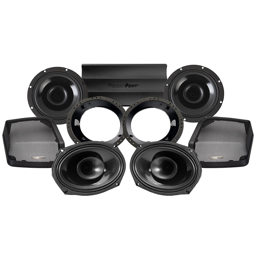 Precision Power HT Stage 4 Plug & Play Amp And Speaker Package For 1996-2013 Harley Davidson® Street Glide, Electra Glide, And Ultra for Existing Soundstream Reserve, Aquatic-AV, and Boss Radios