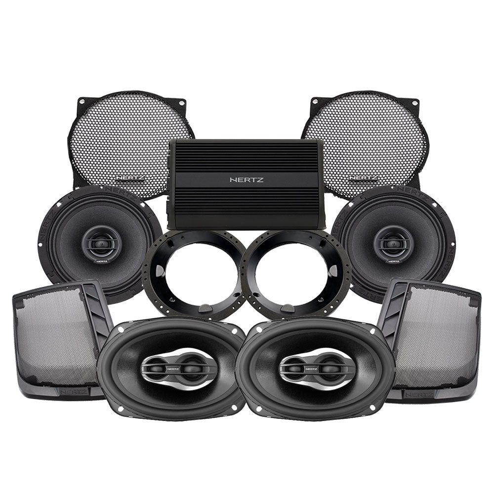 Hertz Stage 4 Plug & Play Amp And Speaker Package For 1998-2013 Harley Davidson® Street Glide, Electra Glide, And Ultra for Existing Soundstream Reserve, Aquatic-AV, and Boss Radios