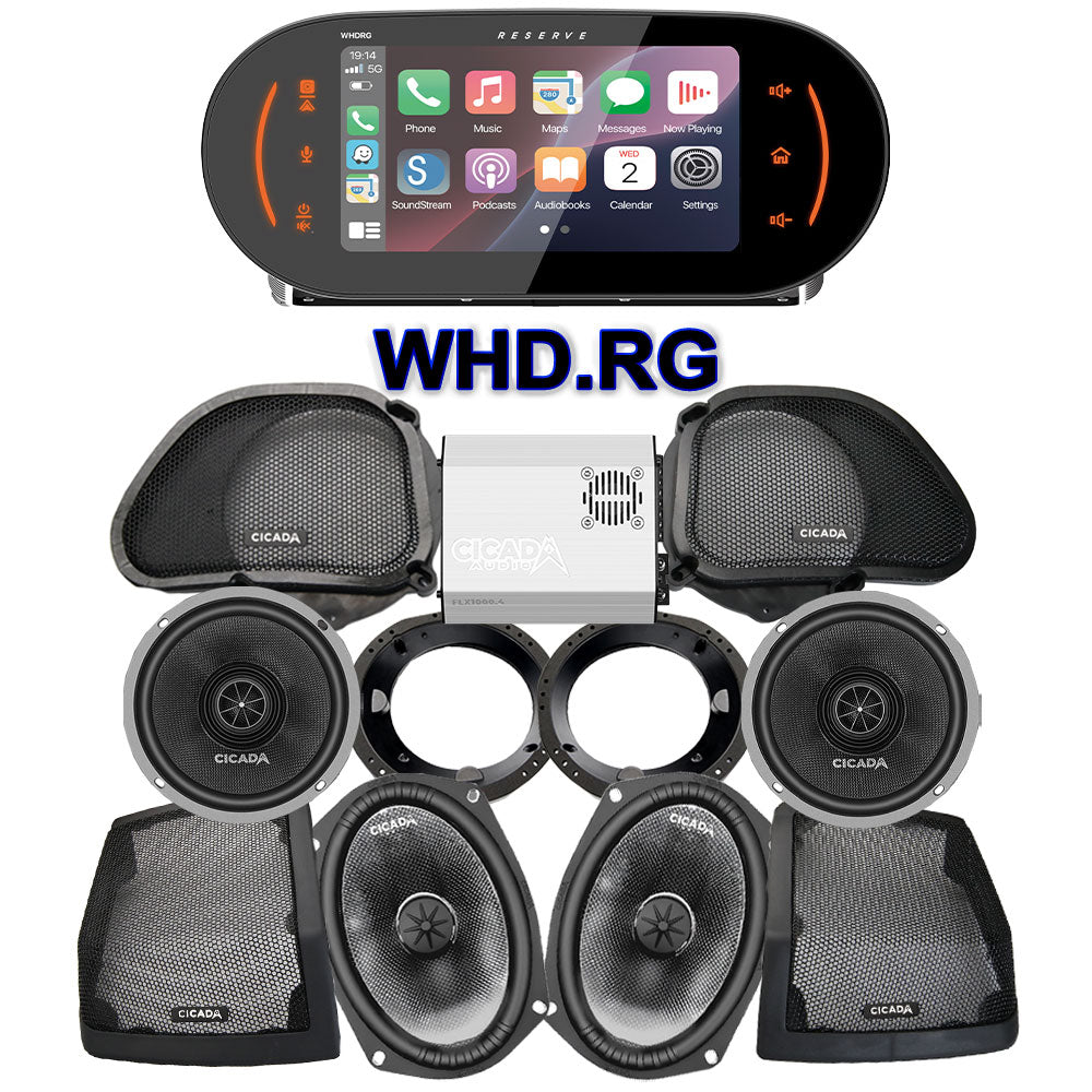 Cicada Audio CXX Stage 4 Plug & Play Amp And Speaker Package With Soundstream Reserve WHD.RG Radio For 2009-2013 Harley Davidson® CVO Road Glide