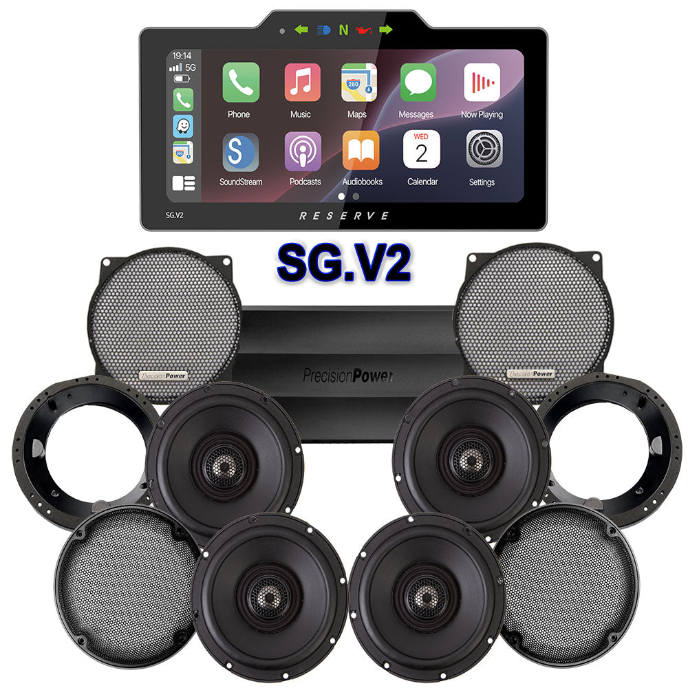 Precision Power Stage 4 Plug & Play Amp And Speaker Package With Soundstream Reserve SG.V2 Radio For 1998-2013 Harley Davidson® Street Glide, Electra Glide, And Ultra