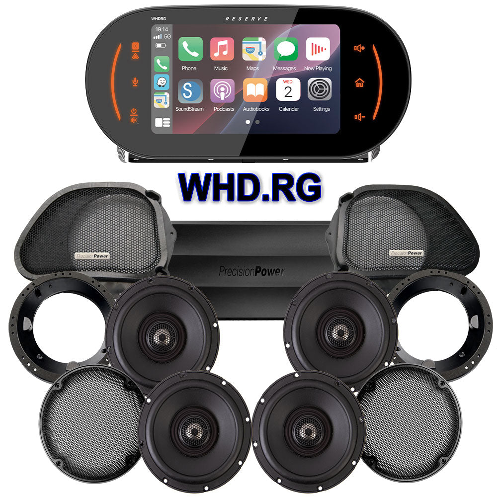 Precision Power Stage 4 Plug & Play Amp And Speaker Package With Soundstream Reserve WHD.RG Radio For 1998-2013 Harley Davidson® Road Glide