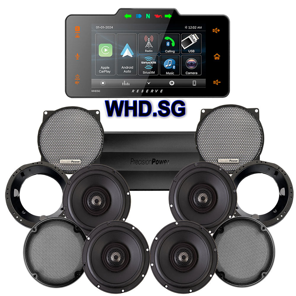 Precision Power Stage 4 Plug & Play Amp And Speaker Package With Soundstream Reserve WHD.SG Radio For 1998-2013 Harley Davidson® Street Glide, Electra Glide, And Ultra