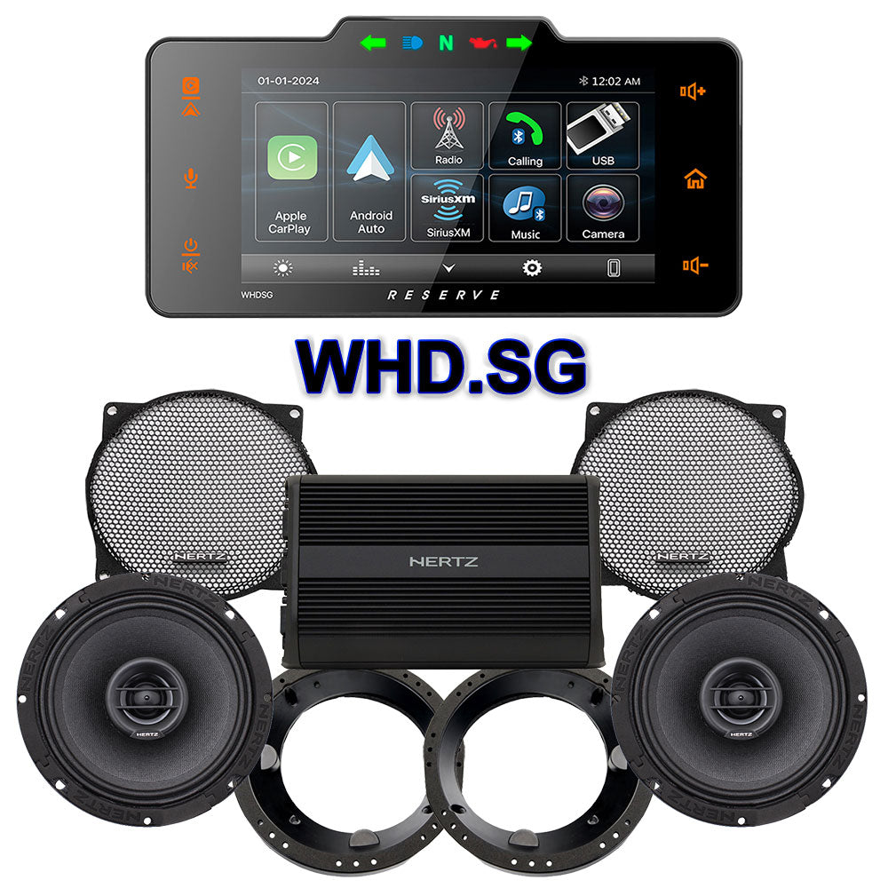 Hertz Stage 2 Plug & Play Amp And Speaker Package With Soundstream Reserve WHD.SG Radio For 1998-2013 Harley Davidson® Street Glide, Electra Glide, And Ultra