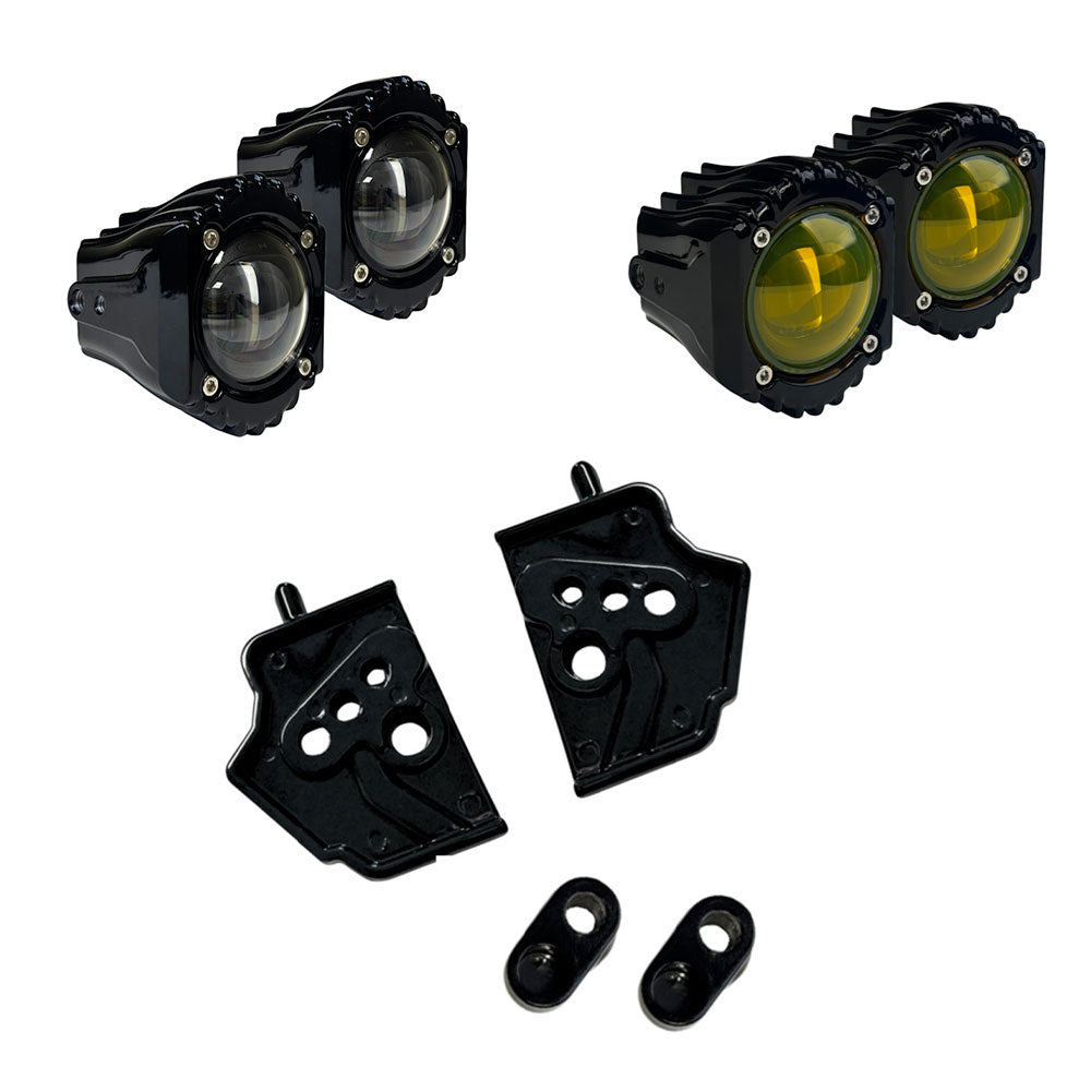 Custom Dynamics Wind Deflector Mount With Shark Demon Fog Lights for 2023-2025 Harley Davidson® CVO and Base Model Street Glide Motorcycles