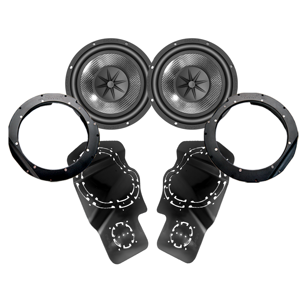 Cicada Audio CMB10.S4NEO 10" Speakers with 14HDRING10 Saddlebag Mounting and 14HDRINGT Template Kit for 2014-2023 Harley Davidson® Touring Motorcycles
