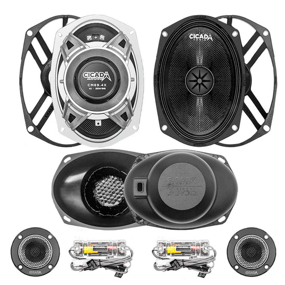 Cicada Audio CXK Stage 4 Plug & Play Amp And Speaker Package With Soundstream Reserve WHD14+ Radio For 2015-2023 Harley Davidson® Road Glide