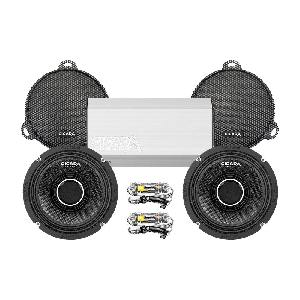 Cicada Audio CHX Stage 2 Plug & Play Amp and Speaker Package For 2014-2023 Harley Davidson® Street Glide, Electra Glide, and Ultra with Factory or Existing SoundStream Reserve Radios