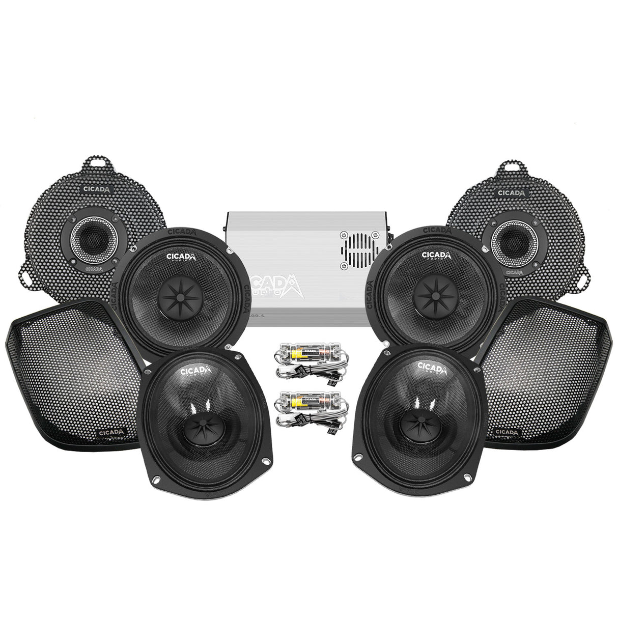 Cicada Audio CXK Stage 4 Plug & Play Amp and Speaker Package For 2014-2023 Harley Davidson® Street Glide, Electra Glide, and Ultra with Factory or Existing SoundStream Reserve Radios
