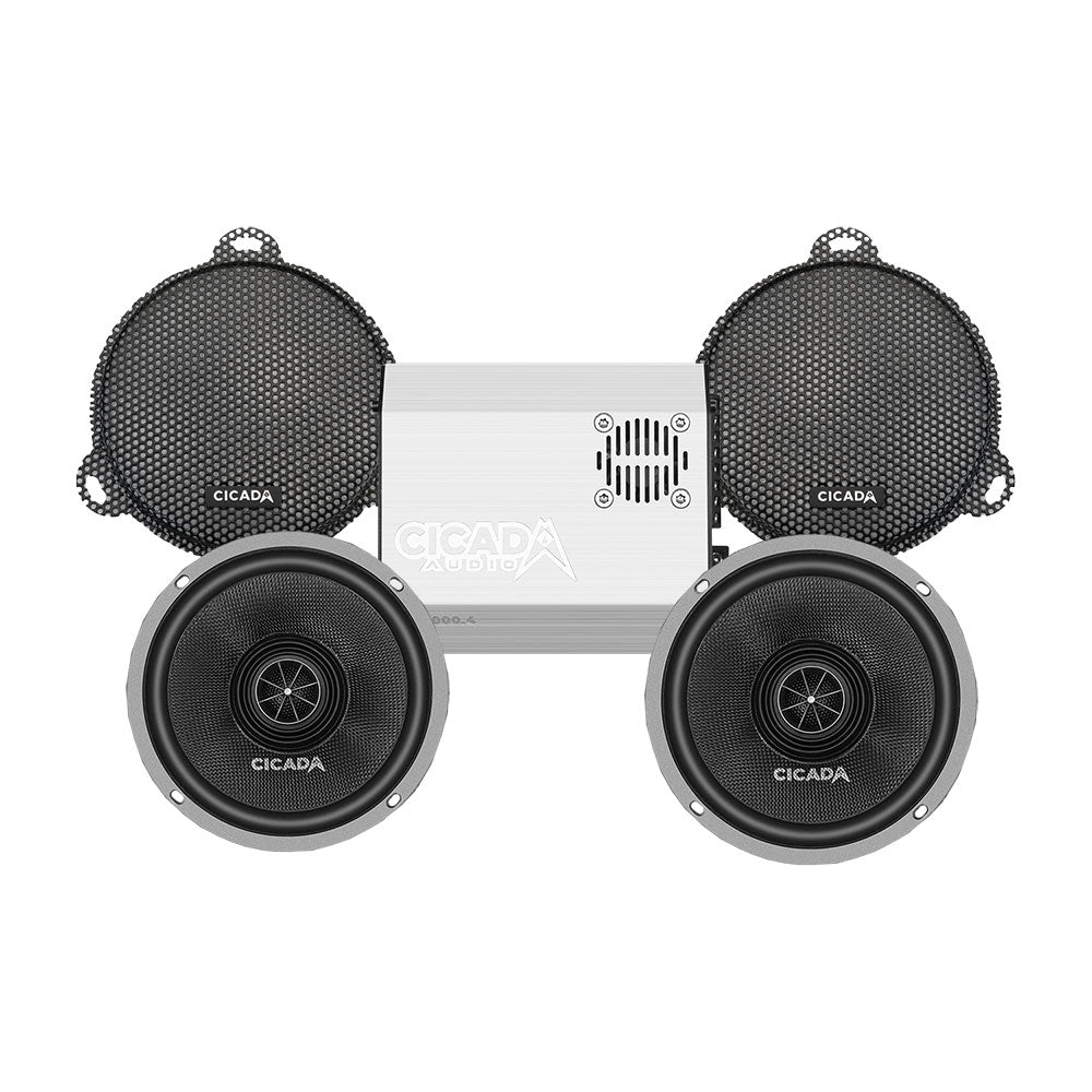 Cicada Audio CXX Stage 2 Plug & Play Amp and Speaker Package For 2014-2023 Harley Davidson® Street Glide, Electra Glide, and Ultra with Factory or Existing SoundStream Reserve Radios
