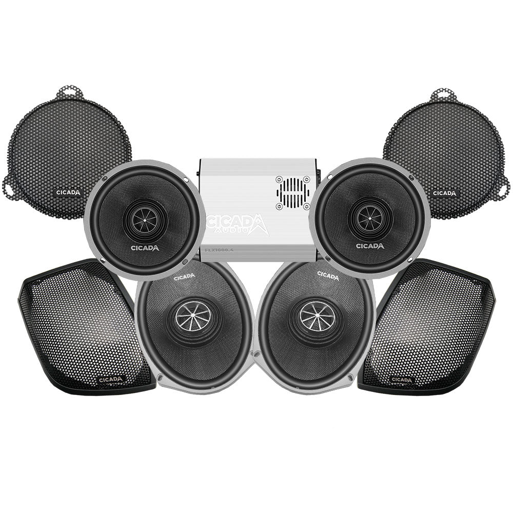 Cicada Audio CXX Stage 4 Plug & Play Amp and Speaker Package For 2014-2023 Harley Davidson® Street Glide, Electra Glide, and Ultra with Factory or Existing SoundStream Reserve Radios