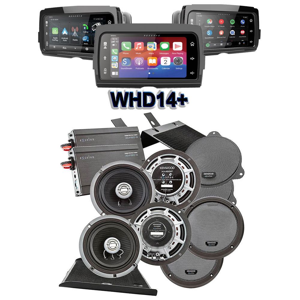 Kenwood Excelon P-HD4UT Upper Fairing & Tour Pak Audio Kit + Soundstream Reserve WHD14+ Radio for select 2014-Up Harley Davidson® Motorcycles