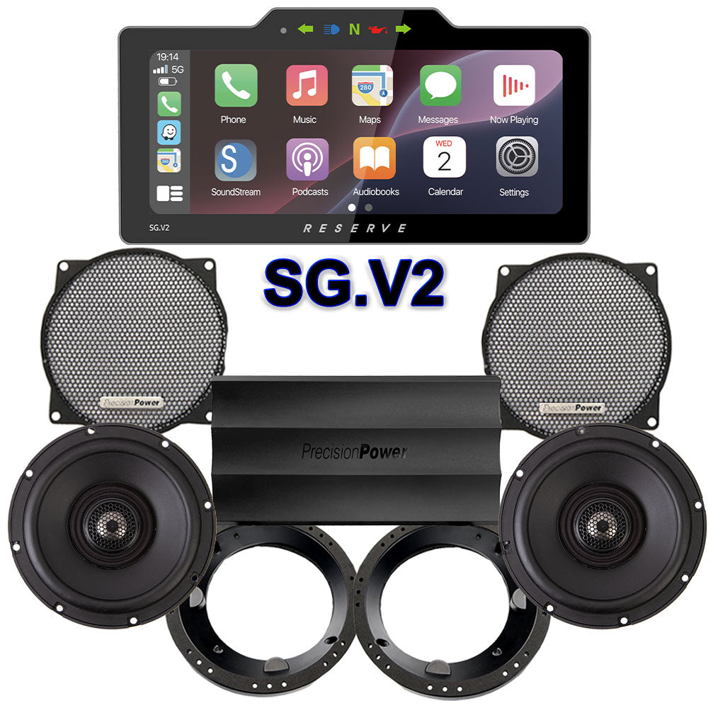 Precision Power Stage 2 Plug & Play Amp And Speaker Package With Soundstream Reserve SG.V2 Radio For 1998-2013 Harley Davidson® Street Glide, Electra Glide, And Ultra