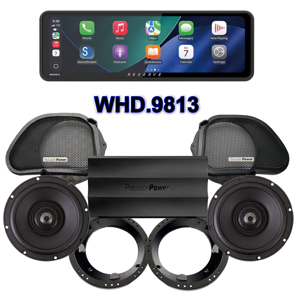 Precision Power Stage 2 Plug & Play Amp And Speaker Package With Soundstream Reserve WHD.9813 Radio For 1998-2013 Harley Davidson® Road Glide
