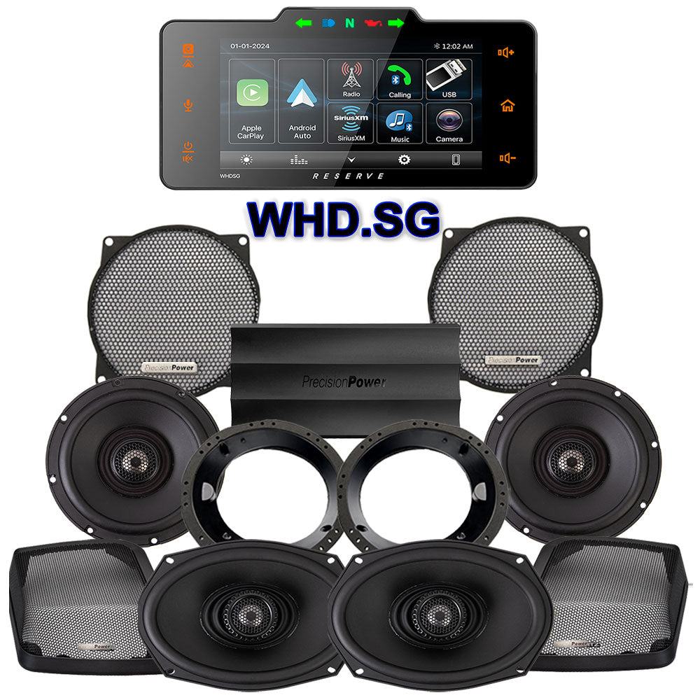 Precision Power Stage 4 Plug & Play Amp And Speaker Package With Soundstream Reserve WHD.SG Radio For 1998-2013 Harley Davidson® Street Glide, Electra Glide, And Ultra