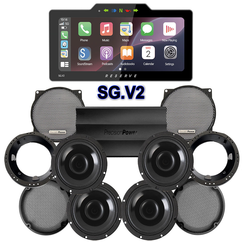 Precision Power Stage 4 Plug & Play Amp And Speaker Package With Soundstream Reserve SG.V2 Radio For 1998-2013 Harley Davidson® Street Glide, Electra Glide, And Ultra