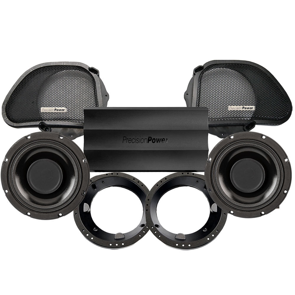 Precision Power HTW Stage 2 Plug & Play Amp And Speaker Package For 1996-2013 Harley Davidson® Road Glide for Existing Soundstream Reserve, Aquatic-AV, and Boss Radios