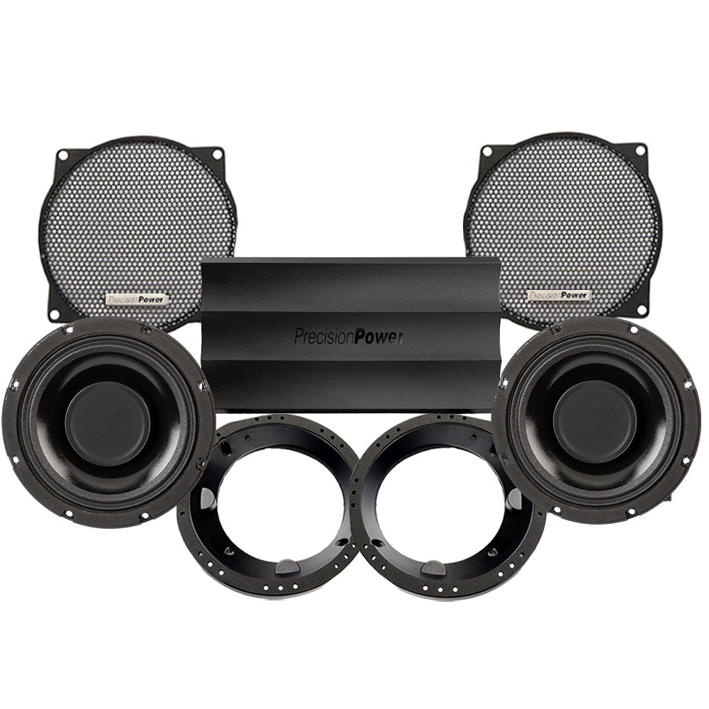 Precision Power HTW Stage 2 Plug & Play Amp And Speaker Package For 1996-2013 Harley Davidson® Street Glide, Electra Glide, And Ultra for Existing Soundstream Reserve, Aquatic-AV, and Boss Radios