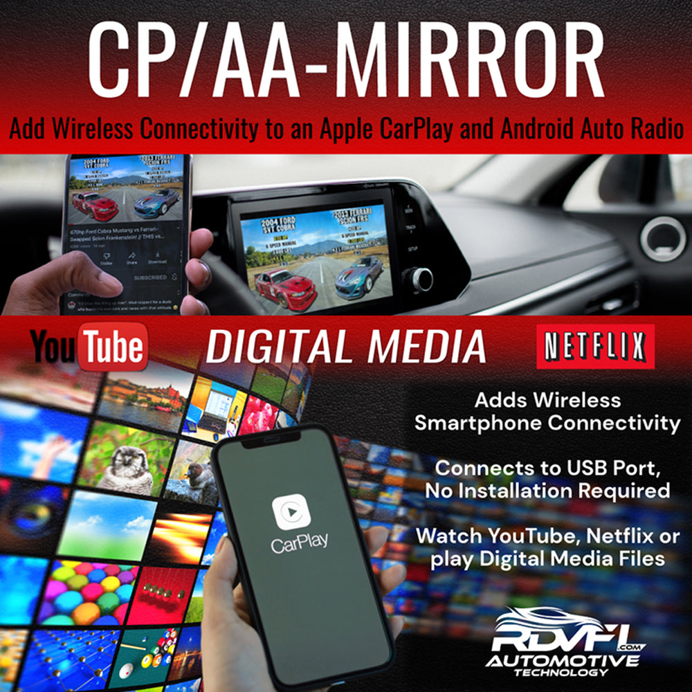 RDVFL CP/AA - Mirror + Metra BC-9728 Apple CarPlay Jumper Works with OEM with Wired CarPlay for 2019-2023 Harley Davidson GTS Radios CPAA BC9728 CP AA BC 9728