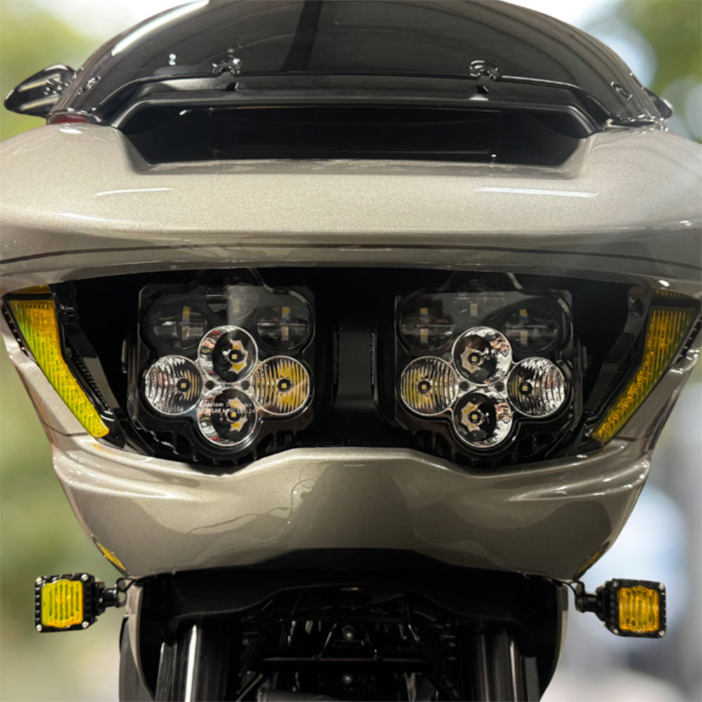 Custom Dynamics Shark Demon® SD-23RG-FT-YB Yellow LED Front Turn Signals for 2023-Up Harley Davidson® Road Glide Motorcycles