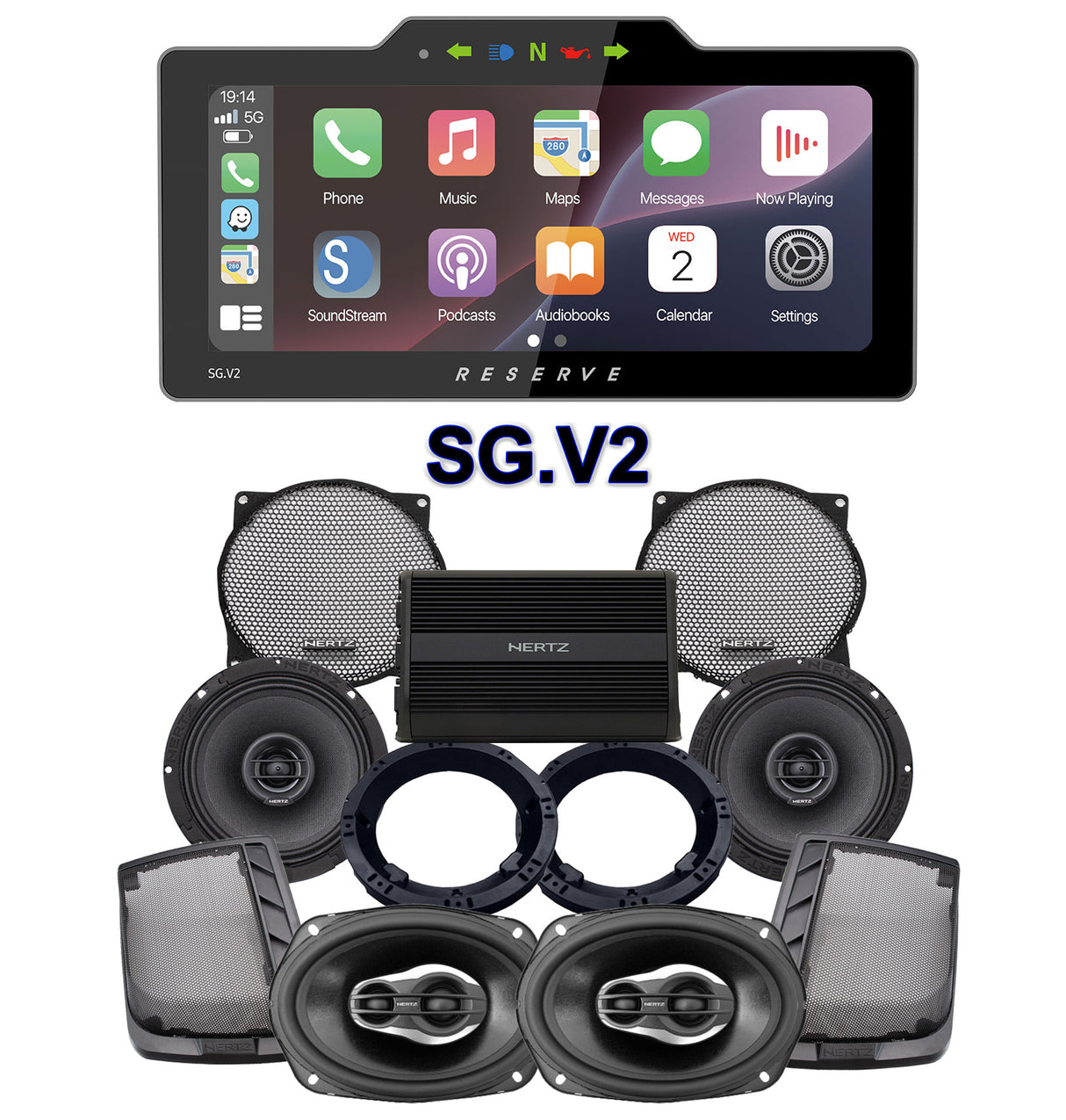 Hertz Stage 4 Plug & Play Amp And Speaker Package With Soundstream Reserve SG.V2 Radio For 1998-2013 Harley Davidson® CVO Street Glide And Ultra