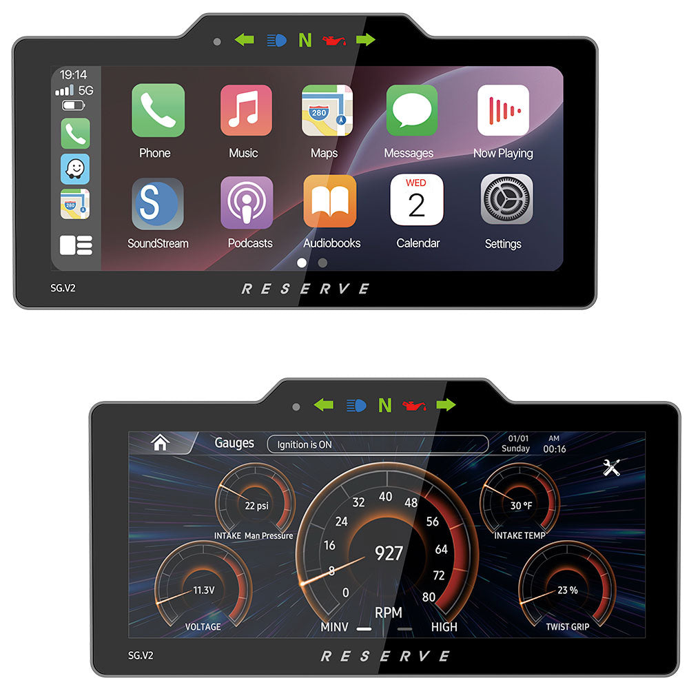 Soundstream Reserve SG.V2 2009-2013 Plug-N-Play Head Unit with Optional RR2 Module that allows Digital Gauges, Pop-Up Warnings, and Advance Thumb Control Functionality for Harley Davidson® Street Glide Motorcycles