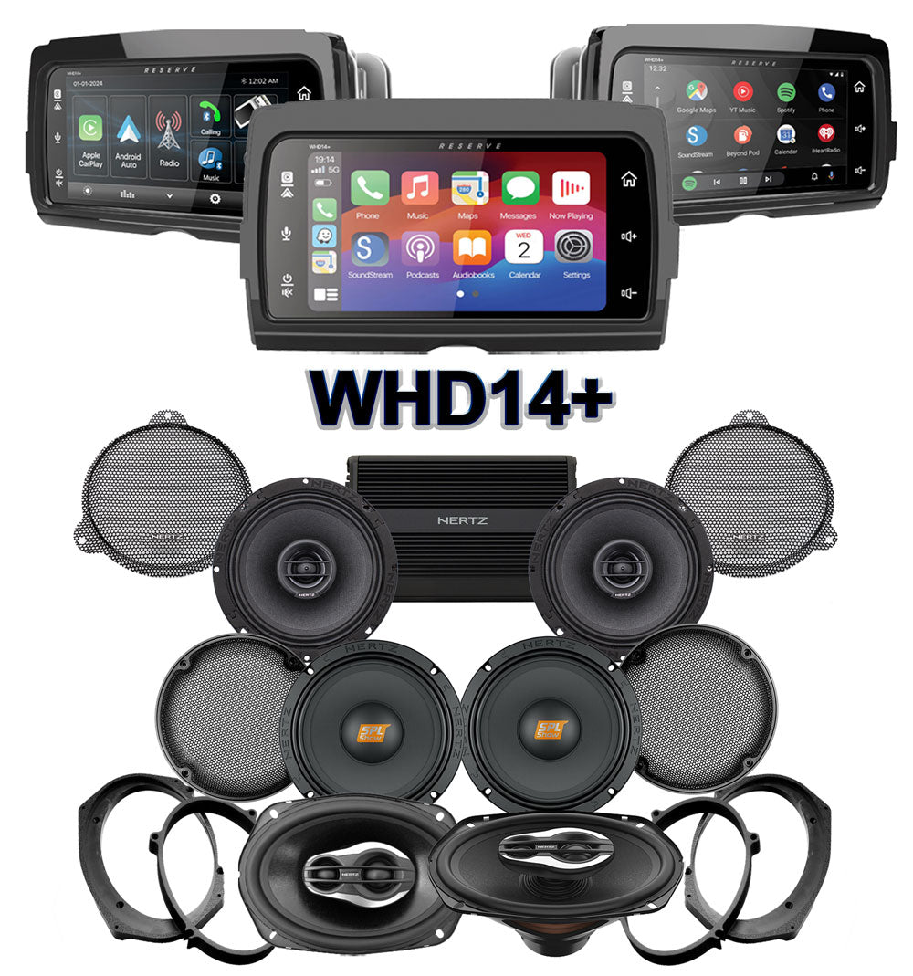 Hertz Stage 6 Plug & Play Amp and Speaker Package With Soundstream Reserve WHD14+ Radio For 2014-2021 Harley Davidson® CVO Street Glide