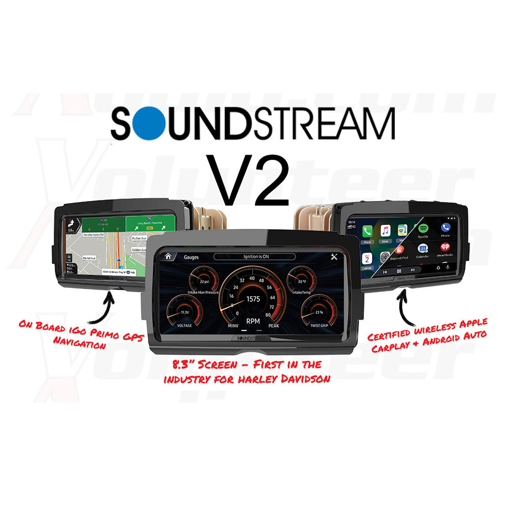 SoundStream Reserve V2 8.3” Plug & Play Headunit For 2014-2023 Harley Davidson® Touring Motorcycles