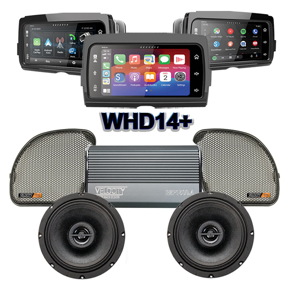 Velocity Stage 2 Plug & Play Amp and Speaker Package With Soundstream Reserve WHD14+ Radio For 2015-2023 Harley Davidson® Road Glide
