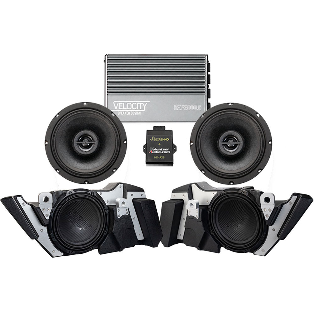 Velocity Stage 2 Ultimate A2B Plug & Play Amp And Speaker Package with Modular Subwoofer Kit For 2024-Up Harley Davidson® Road Glide Base Models Motorcycles