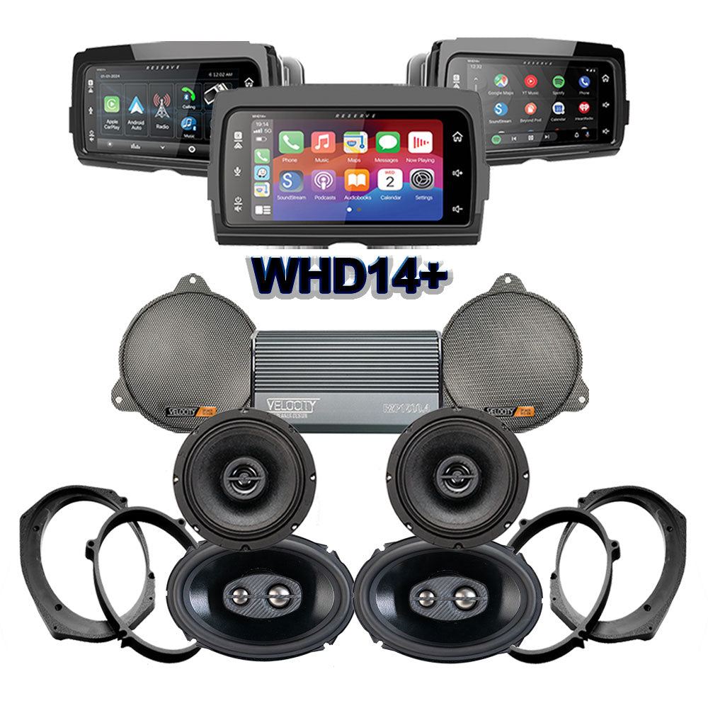 Velocity Stage 4 Plug & Play Amp And Speaker Package With Soundstream Reserve WHD14+ Radio For 2014-2020 Harley Davidson® CVO Street Glide