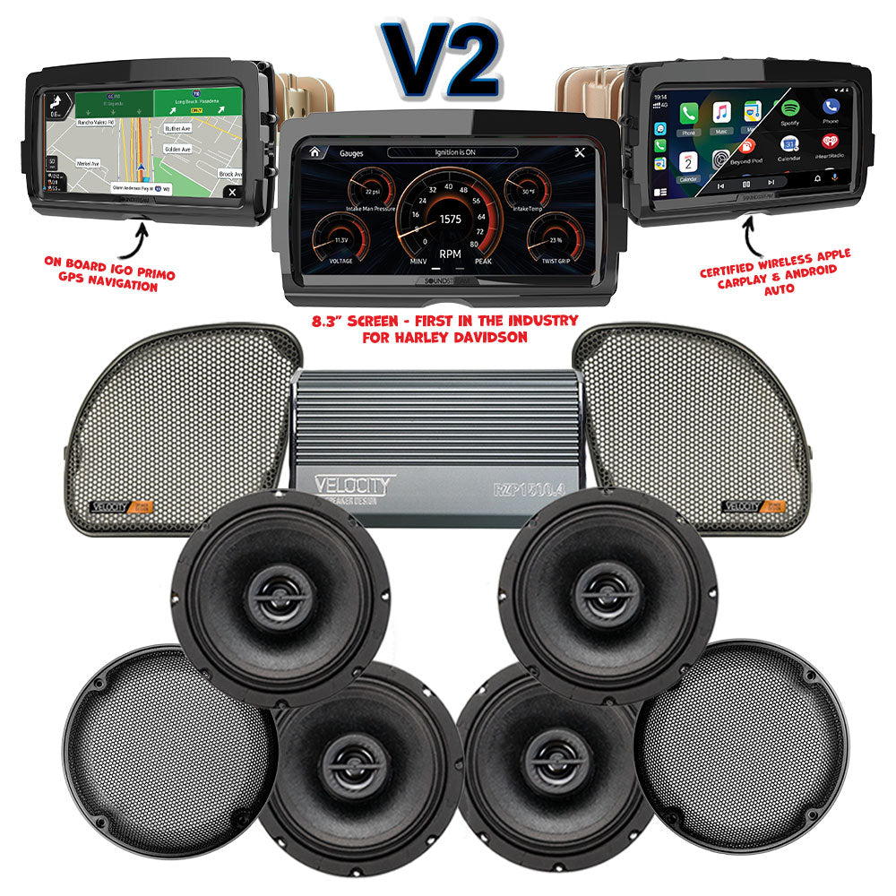 Velocity Stage 4 Plug & Play Amp And Speaker Package With SoundStream Reserve V2 Radio For 2015-2024 Harley Davidson® Road Glide Ultra / Limited