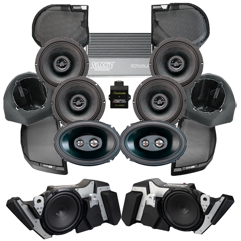 Velocity Stage 6 Ultimate A2B Plug & Play Amp And Speaker Package with Modular Subwoofer Kit For 2024-Up Harley Davidson® Street Glide Motorcycles