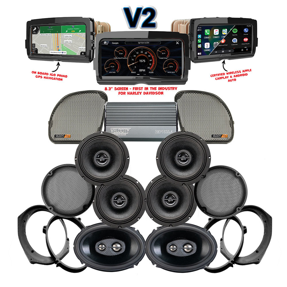 Velocity Stage 6 Plug & Play Amp and Speaker Package With Soundstream Reserve V2 Radio For 2015-2021 Harley Davidson® CVO Road Glide