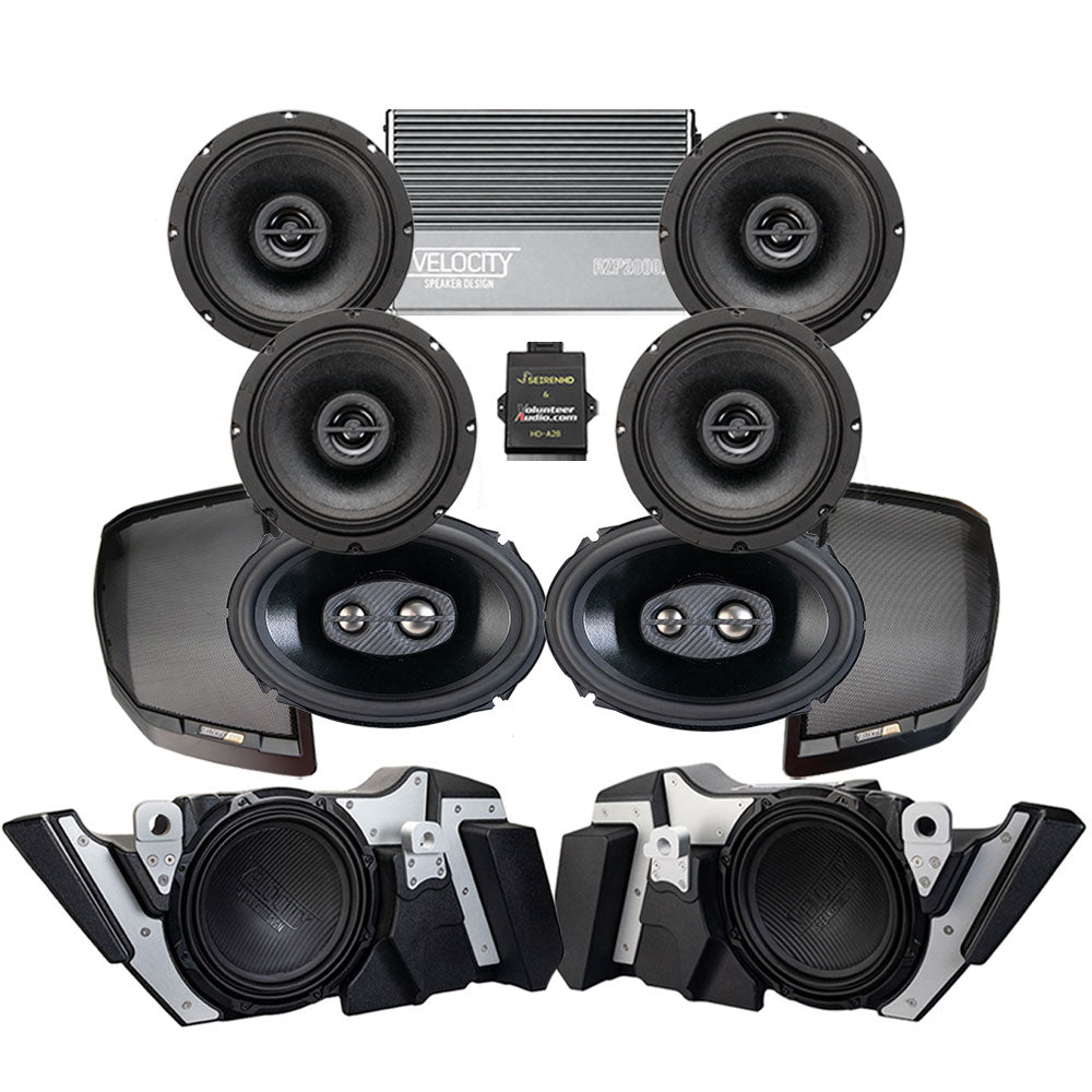 Velocity Stage 6 Ultimate A2B Plug & Play Amp And Speaker Package with Modular Subwoofer Kit For 2026 Harley Davidson® Road Glide Limited Motorcycles