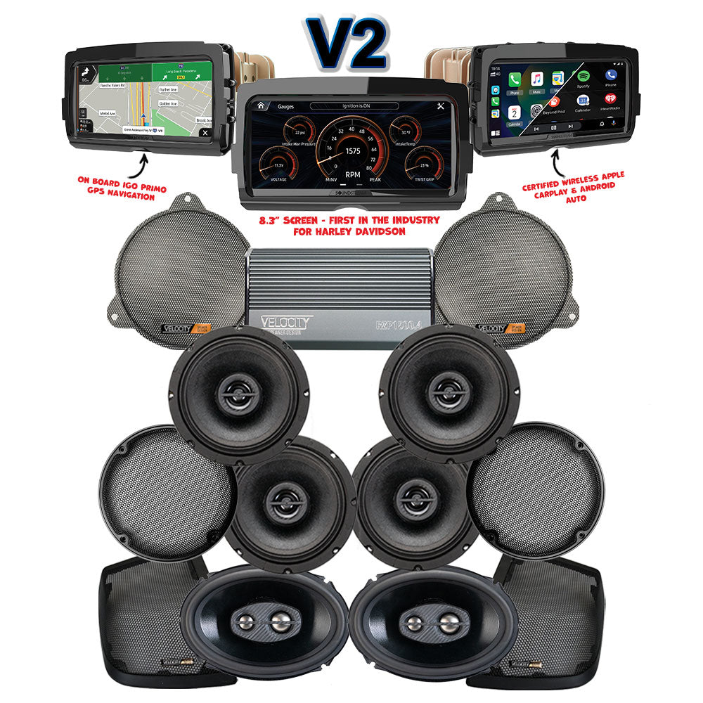 Velocity Stage 6 Plug & Play Amp and Speaker Package with SoundStream Reserve V2 Radio For 2014-2023 Harley Davidson® Street Glide and Electra Glide