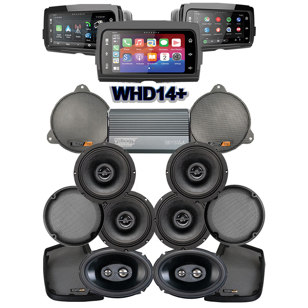 Velocity Stage 6 Plug & Play Amp and Speaker Package with SoundStream Reserve WHD14+ Radio For 2014-2023 Harley Davidson® Street Glide and Electra Glide