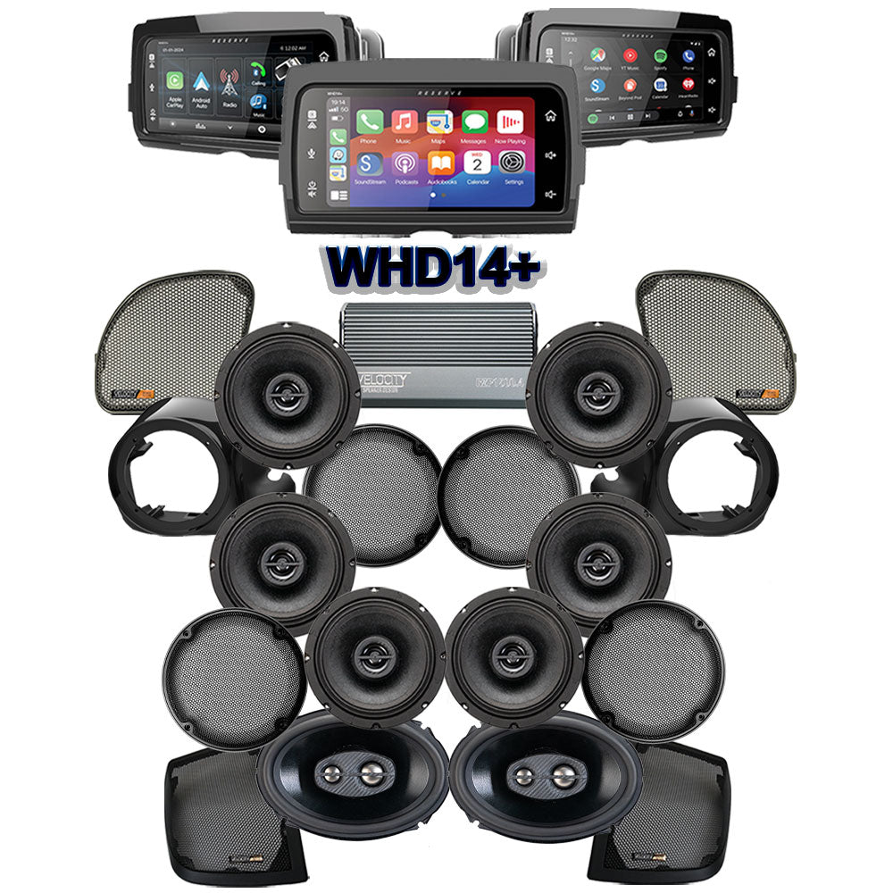 Velocity Stage 8 Plug & Play Amp and Speaker Package With Liquid-Cooled Lower Fairing Pods and Soundstream Reserve WHD14+ Radio For 2015-2016 Harley Davidson® CVO Road Glide Ultra