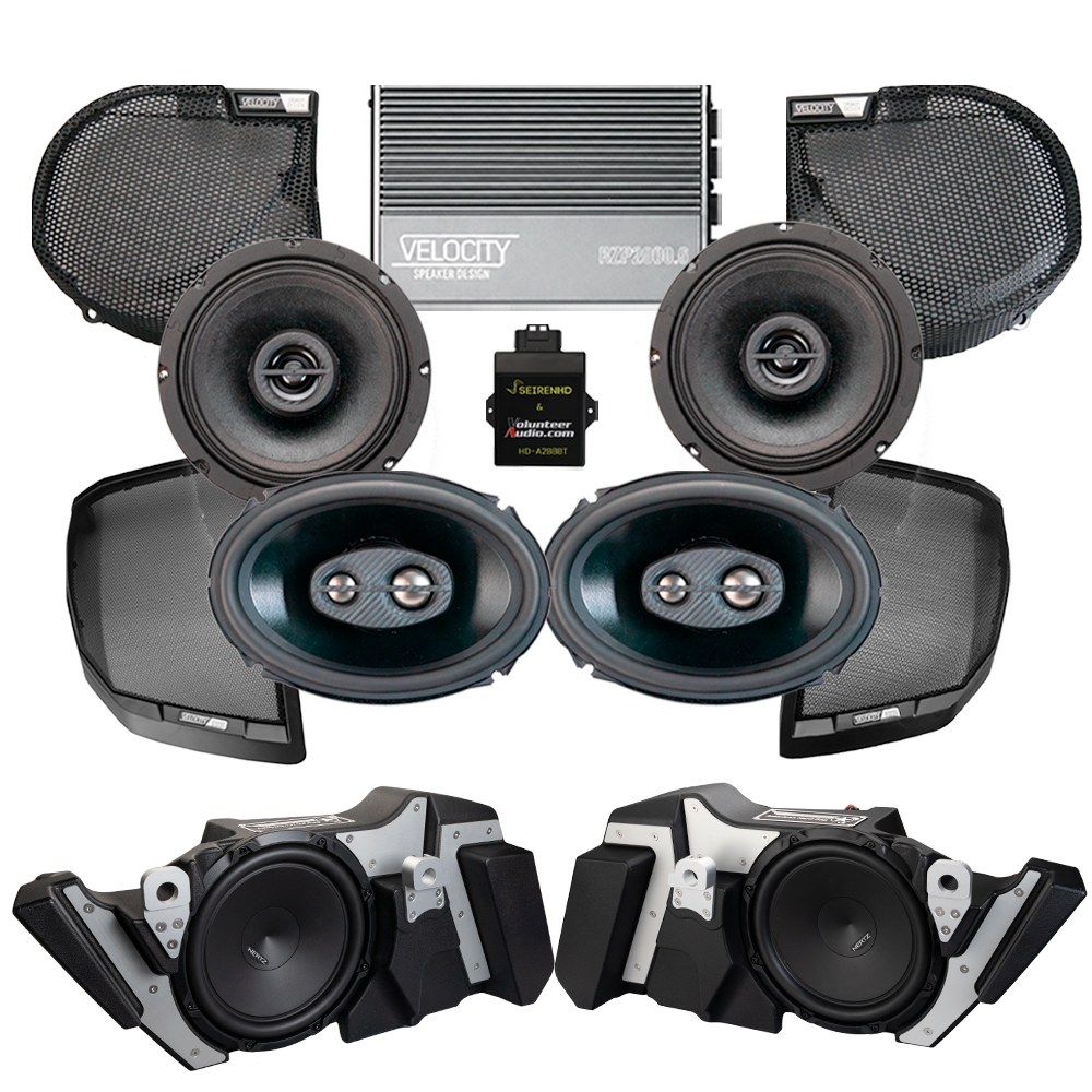 Velocity Stage 4 Ultimate A2B Plug & Play Amp And Speaker Package with Modular Subwoofer Kit For 2024-Up Harley Davidson® Base Model Street Glide Motorcycle