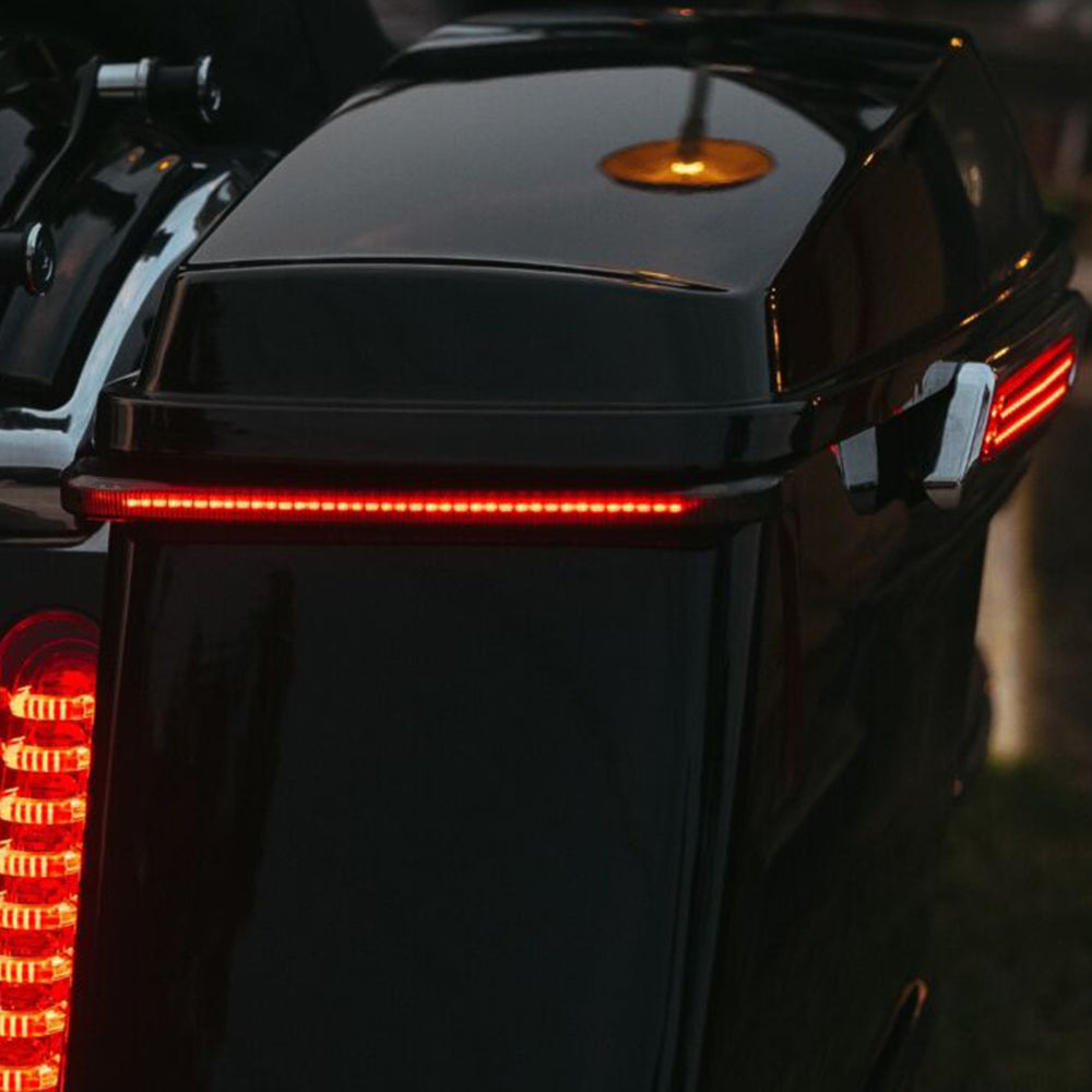 Custom Dynamics CD-LPSEQ-BCM-R / 2040-2437 Low Profile BAGZ LED Saddlebag Lights with Sequential Red Run Brake and Red Turn Signals Lenses for 2014-2024 Harley Davidson® Motorcycles ( 20402437 )