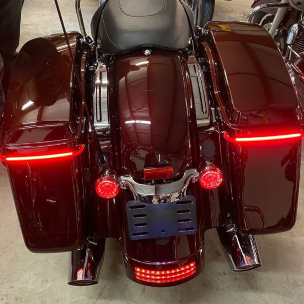 Custom Dynamics CD-LPSEQ-BCM4-R / 2040-2439 Low Profile BAGZ LED Saddlebag Lights with Sequential Red Turn Signal Lenses for 2014-2022 Harley Davidson® CVO Motorcycles ( 20403239 )