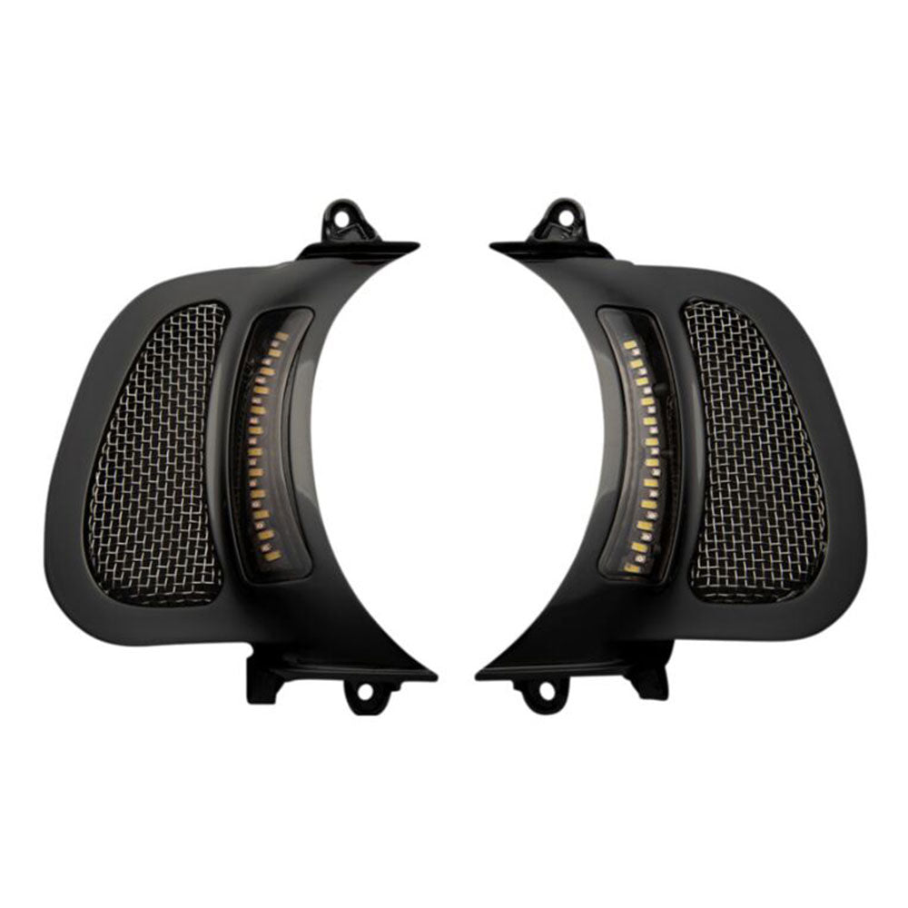 Custom Dynamics CD-RG-V-AW2-BB LED Vent Inserts with Auxiliary Turn Signal For 2015-2025 Harley Davidson® Road Glide Motorcycles ( 20402815 )